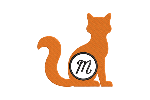 Adorable Cat Letter M Embroidery Design