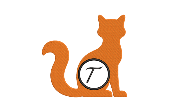 Adorable Cat Letter T for Charming Embroidery Projects