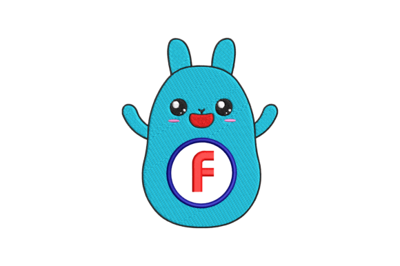 Cute Rabbit Letter F Embroidery Design