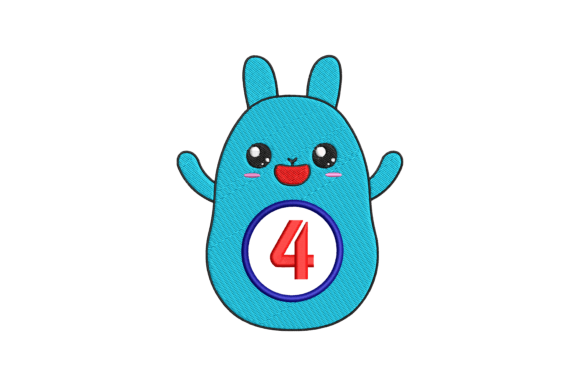 Cute Rabbit Number 4: A Charming Embroidery Design